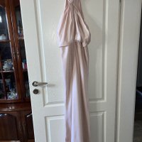 Бална  абитуриентска ASOS елегантна сатен парти коктейлна дълга рокля русалка бежова nude цвят , снимка 18 - Рокли - 41701679