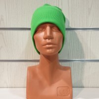 Нова дамска зимна шапка рипс с подгъв в неонов зелен цвят, снимка 6 - Шапки - 39332980