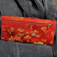 Голямо  портмоне от КОПРИНА,  японски стил, бордо на цветя, снимка 13 - Портфейли, портмонета - 39488353