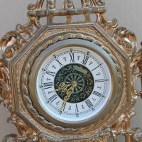 Немски механичен часовник бронз с позлата, снимка 4 - Антикварни и старинни предмети - 41374315