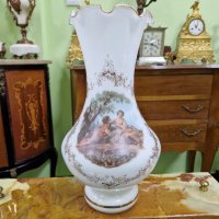 Превъзходна голяма много красива антикварна белгийска ваза Опалина , снимка 1 - Вази - 44507190