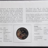 Великобритания. 50 пенса. 1993 г. 25 години от Принца на Уелс. Нимизматичен плик., снимка 6 - Нумизматика и бонистика - 44411981