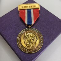 норвежки сребърен медал с позлата , снимка 5 - Антикварни и старинни предмети - 42119812