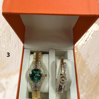 Подаръчен комплект часовник и гривна с кристали, снимка 3 - Подаръци за жени - 44791013