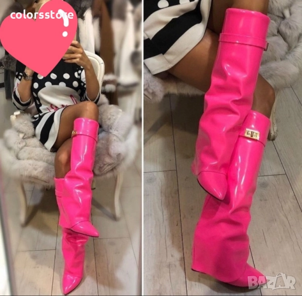 Ботуши на платформа - циклама лак - K-40 , снимка 1