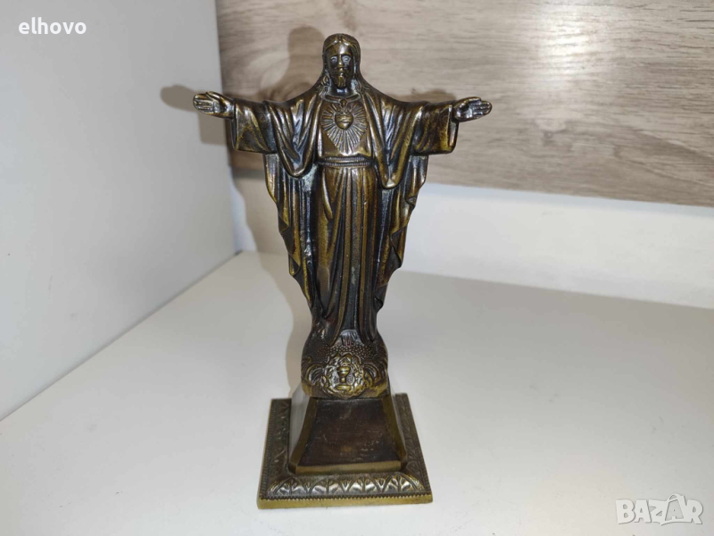 Метална статуетка на Исус Христос изкупителят, снимка 1