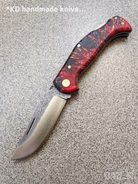 Сгъваем нож ръчно изработен от N690co стомана + ПОДАРЪК кания, снимка 1