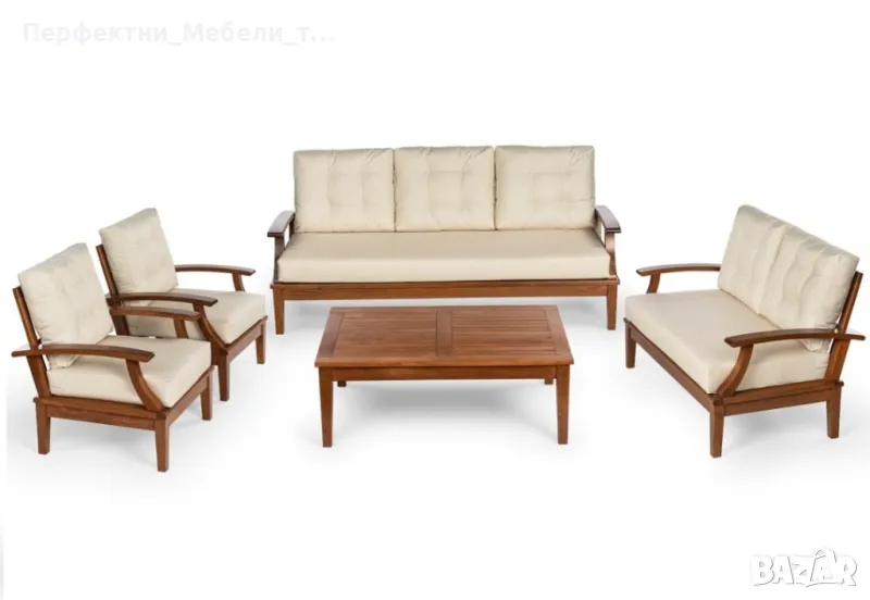 Луксозен естествен бук натурален комплект за Вашата веранда или градина, снимка 1