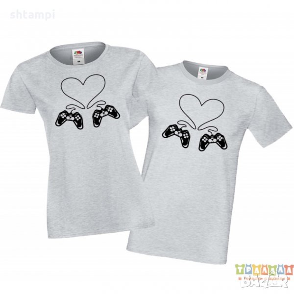 Tениски за влюбени Свети Валентин Couple Gamers Game Controller Heart, снимка 1