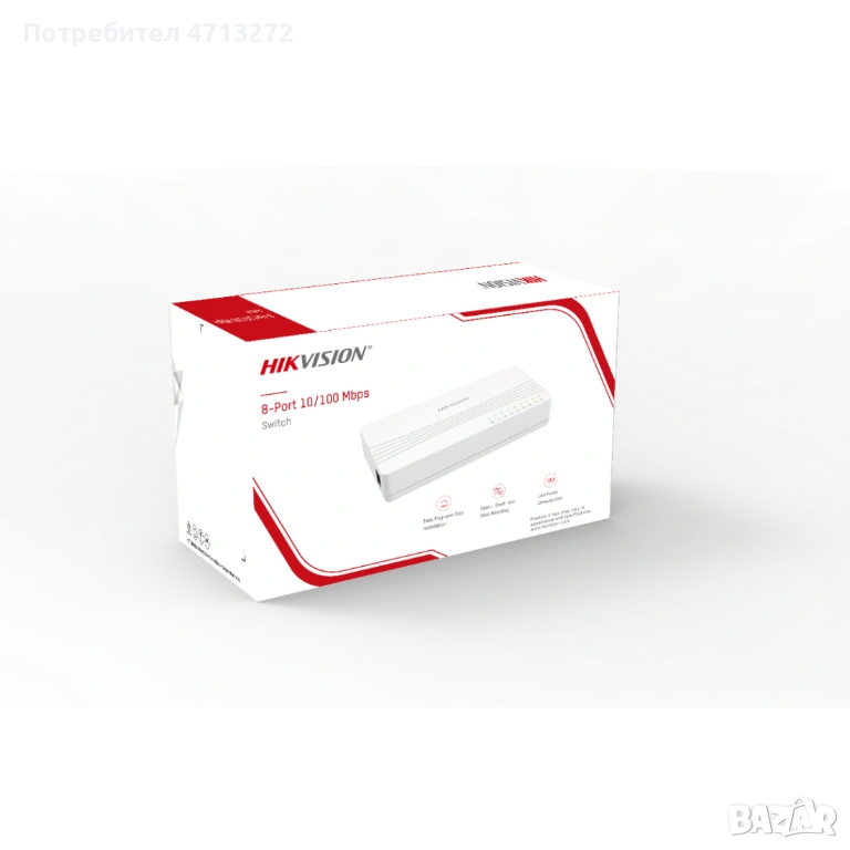 Switch HikVision DS-3E0108D-E, 8-port 10/100Mbps, снимка 1