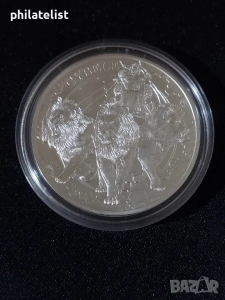 Света Елена 2024 - 1 паунд - Кибела и лъвовете , 1 OZ Сребърна монета , снимка 1