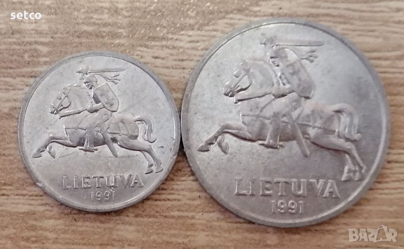 1 и 5 цента Литва 1991  км40, снимка 1