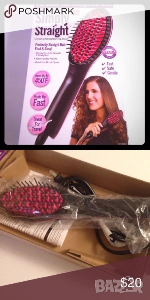 Четка за изправяне и изсушаване с LCD дисплей и 3D керамични цилиндри, снимка 1