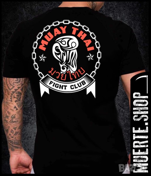 Черна тениска с щампа MUAY THAI FIGHT CLUB, снимка 1