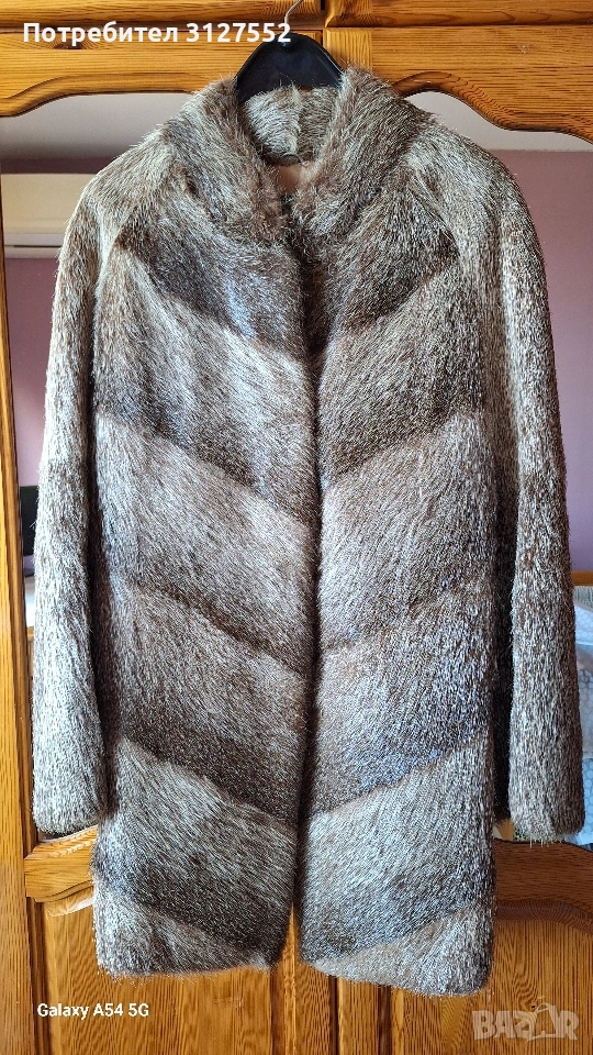 Кожено палто естествен косъм, снимка 1