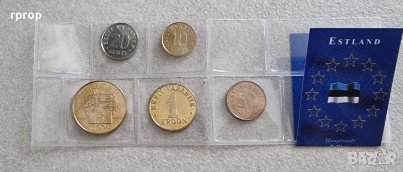 Естония .  10 ,20 , 50 цента ,1  и 5  крони. 5 бр. Нови. Лот, снимка 1
