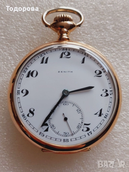 	Златен 18к джобен часовник Зенит(Zenith) отлично състояние 42 грама в 18 карата, снимка 1