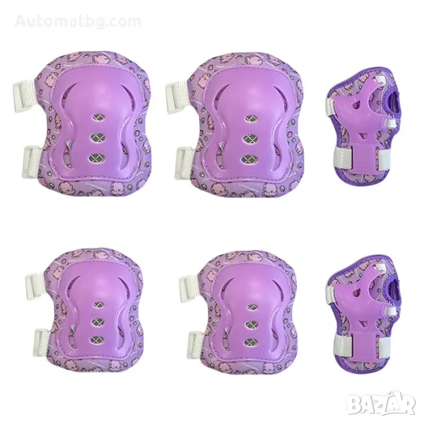 Детски наколенки и налакътници Automat, 6бр протектори, Лилави, снимка 1