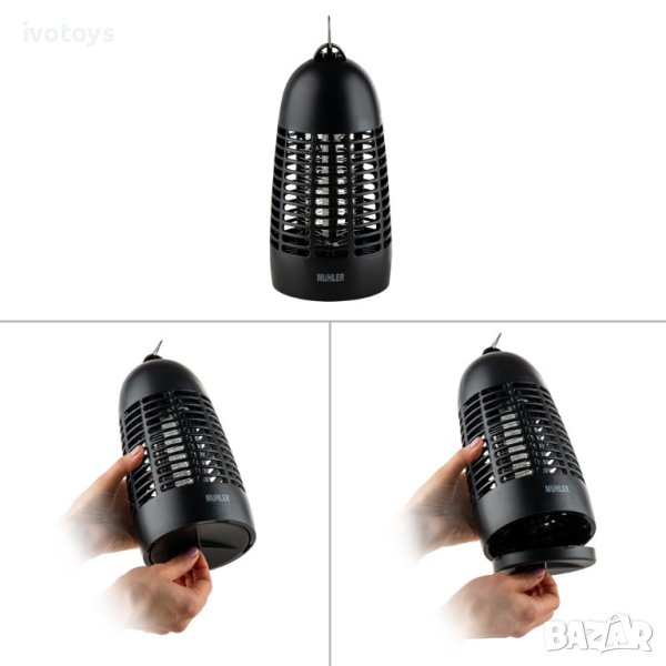 Инсектицидна лампа Muhler MIK-30, 20 м2, 4W, Черен, снимка 1