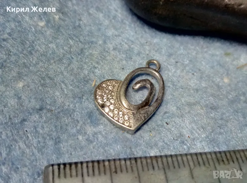 НЕЖНО СКЪПОЦЕННО АЖУРНО СРЕБЪРНО СЪРЧИЦЕ АРТ МЕДАЛЬОН СРЕБРО 925 с БЯЛА ПОЗЛАТА и ЦИРКОНИ 49446, снимка 1