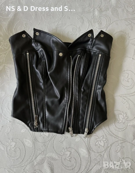 Дамски кожен корсет бюстие топ, снимка 1