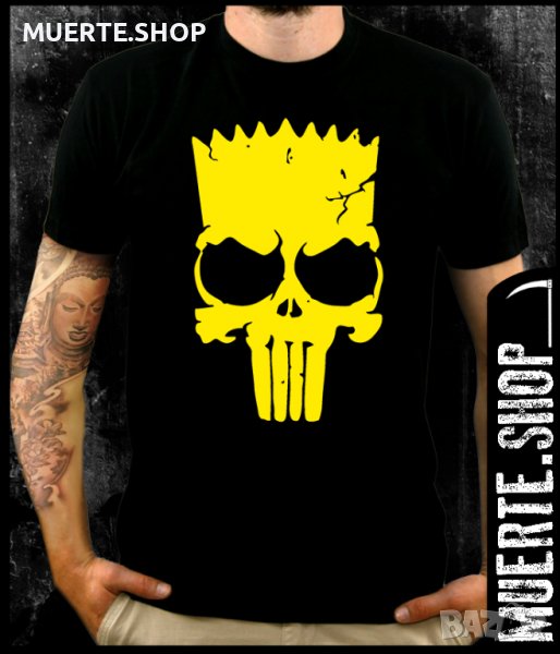 Черна тениска с щампа BART PUNISHER, снимка 1