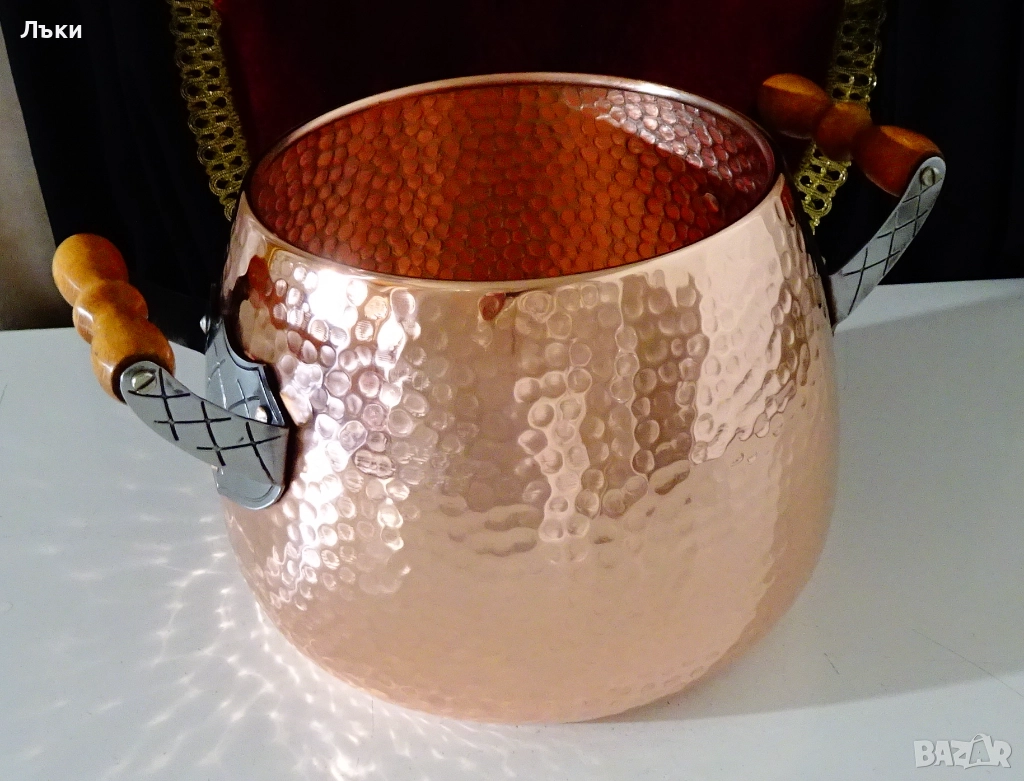 Медна тенджера 6 л.,1кг.,чиста червена мед. , снимка 1