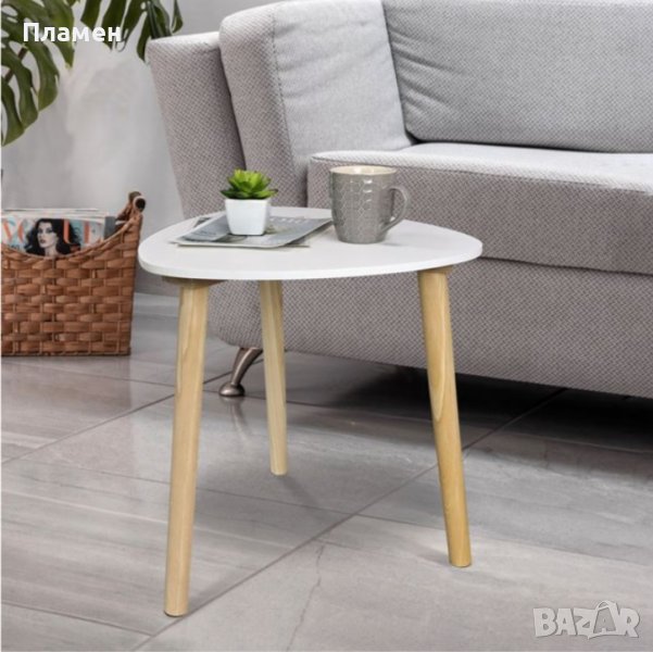 Холна, градинска, Маса МДФ Бяла Триъгълник 38х38х39 и 48x48x46см, снимка 1