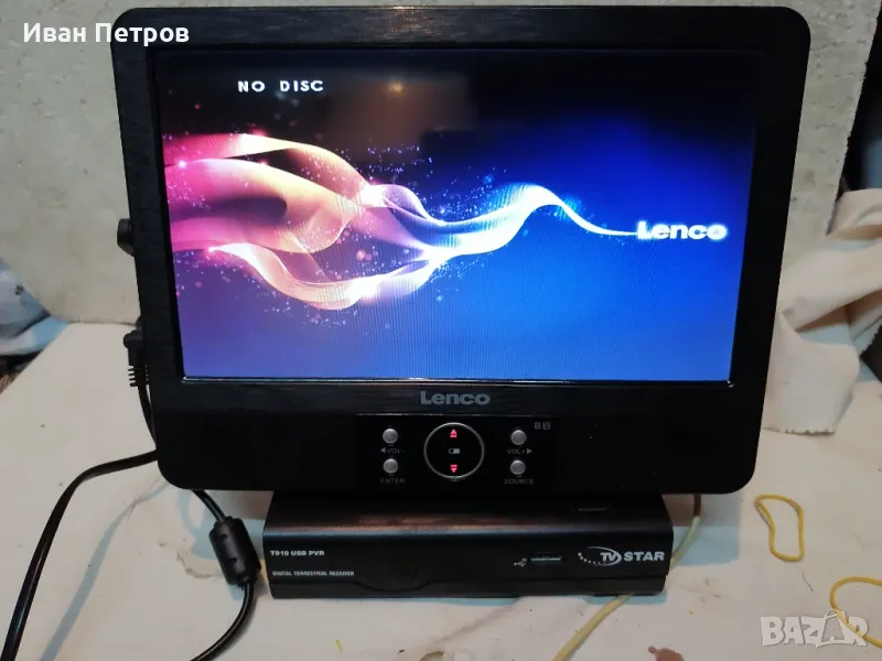 Продавам портативно телевизорче ТВ с ДВД  LENCO 9'' за кола и дома, снимка 1