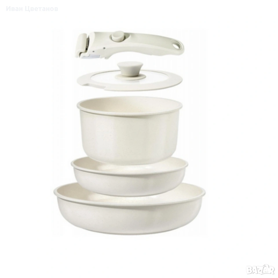 Комплект съдове Goldmann GM-1005 – 5 части с подвижна дръжка, мраморно покритие и индукция, снимка 1