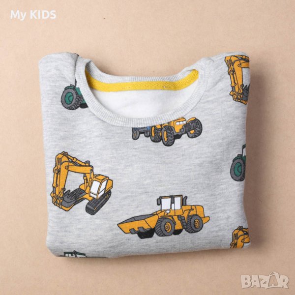 детска блуза на камиони багери трактори 122 7-8 128 8-9 134-140, снимка 1