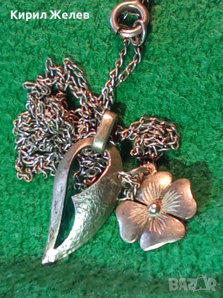 СТАРО СРЕБЪРНО КОЛИЕ СРЕБРО 925 с 2 ФИГУРАЛНИ АРТ ВИСУЛКИ МАЙСТОРСКА РЪЧНА ИЗРАБОТКА 27217, снимка 1