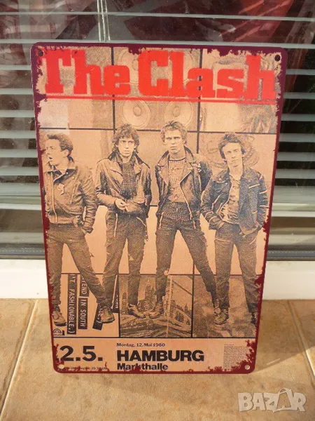 Метална табела музика The Clash пънк група рок китари концерт , снимка 1