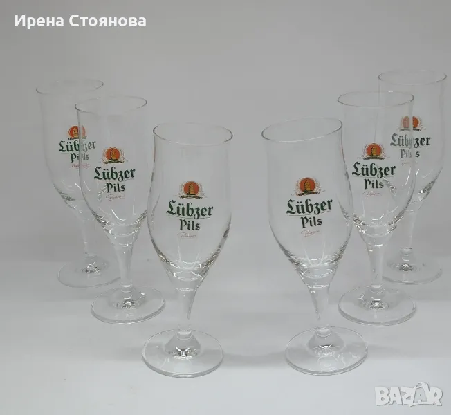 Комплект от 6 чаши за бира на столче, кристалин с вместимост 200 мл. Чисто нови.
, снимка 1