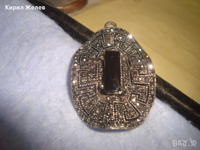 СРЕБРИСТ СКЪПОЦЕНЕН МАРКАЗИТЕН БЕЛ ЕПОК МЕДАЛЬОН 16632, снимка 1