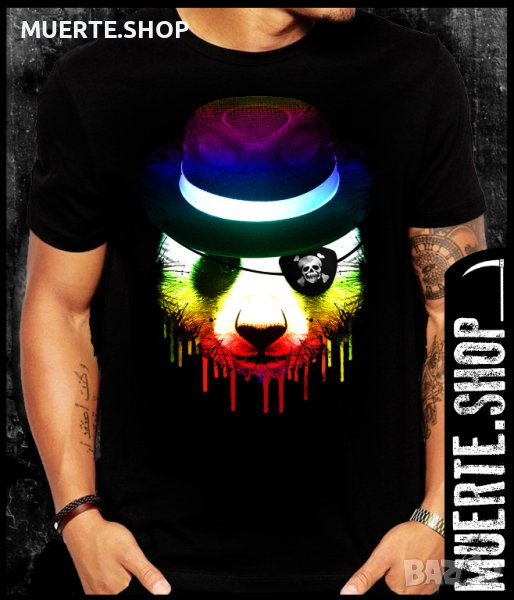 Черна тениска с щампа PANDA PIRATE, снимка 1