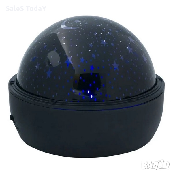 Нощна лампа, зездно небе, LED прожектор, 17x17x18 см, звезди, черен, снимка 1