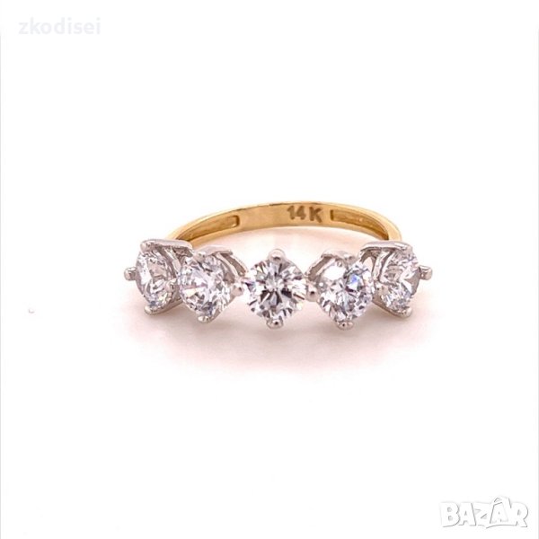Златен дамски пръстен 2,59гр. размер:55 14кр. проба:585 модел:16398-5, снимка 1