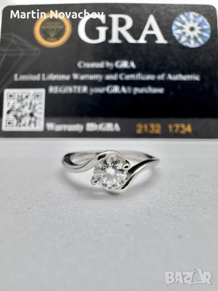 Сребърен пръстен с мойсанит (Диамант) 0.5 карата, снимка 1