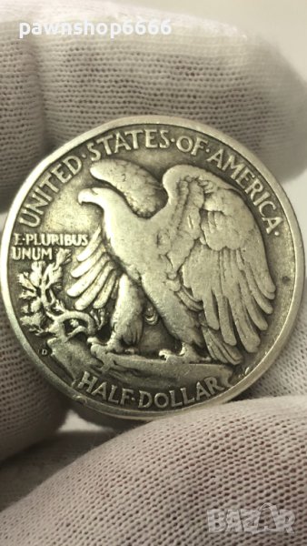 Сребърна монета САЩ ½ долар, 1943 Walking Liberty Half Dollar Маркировка на монетния двор "D" - Денв, снимка 1