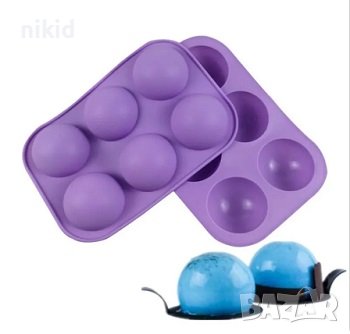 6  полусфери сфери полукръг силиконов молд форма гипс сапун тесто шоколад украса шоко бомби
