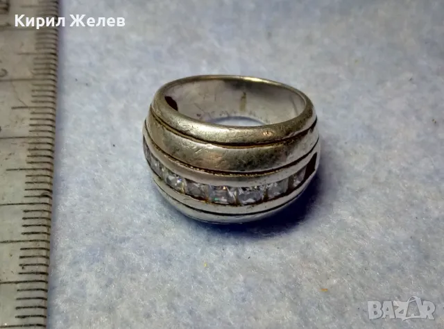 СТАР ДИЗАЙНЕРСКИ СКЪПОЦЕНЕН СРЕБЪРЕН ПРЪСТЕН СРЕБРО 925 с КАМЪНИ МОЙСАНИТ 25830, снимка 6 - Пръстени - 49886190