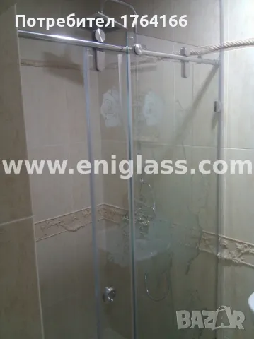 Стъклена прозрачна душ кабина с плъзгащ механизъм изработена от ениглас, снимка 2 - Душ кабини и вани - 47691617
