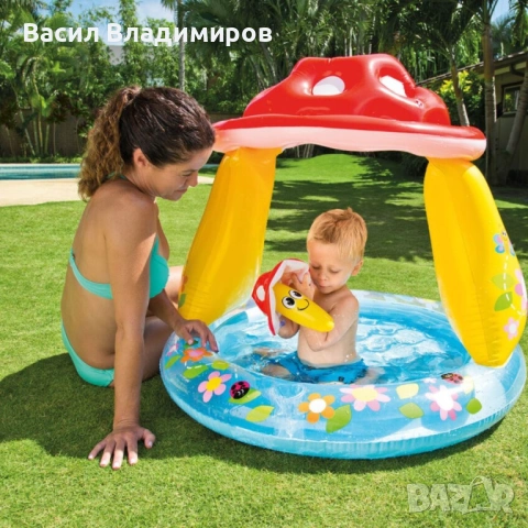 Надуваем басейн със сенник Гъбка - 1.02м х 89см - Intex, снимка 3 - Басейни и аксесоари - 53506791