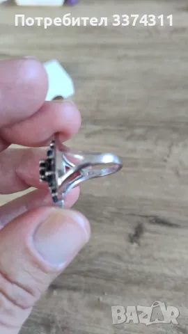 Сребърен пръстен с Натурални Сапфири, снимка 4 - Пръстени - 47566989