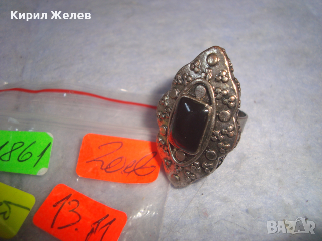 СТАР ПОСРЕБРЕН АРТ НУВО СТИЛ ОРНАМЕНТИРАН РЕГУЛИРУЕМ ПРЪСТЕН 11861, снимка 3 - Пръстени - 36377442