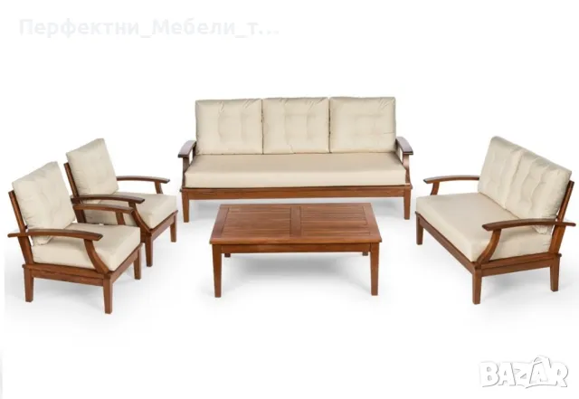 Луксозен естествен бук натурален комплект за Вашата веранда или градина, снимка 1