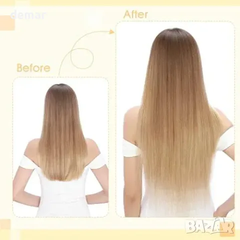 100% Естествена коса на корда 40 см S-noilite Remy, тъмнокафяви екстеншъни, снимка 5 - Продукти за коса - 55776156