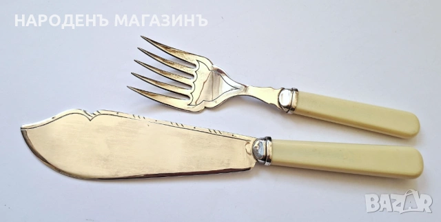 Английски посребрени прибори за хранене риба и за сервиране за 6 човека сервиз , снимка 14 - Други ценни предмети - 53738380