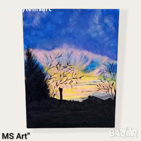 Изгрев над покривите"! Картина!, снимка 1